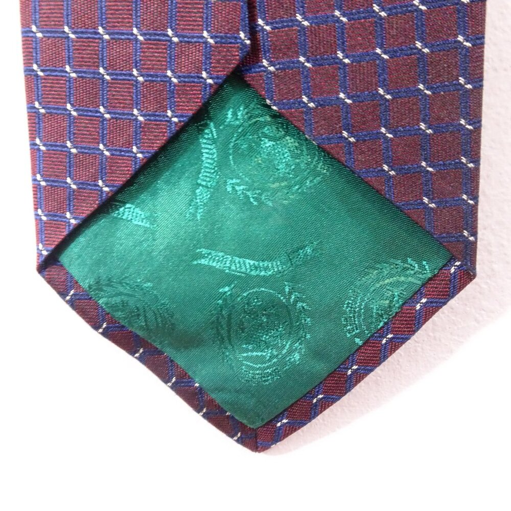 Vintage Tommy Hilfiger Silk Tie All Over Print Geometric Made In USA Burgundy